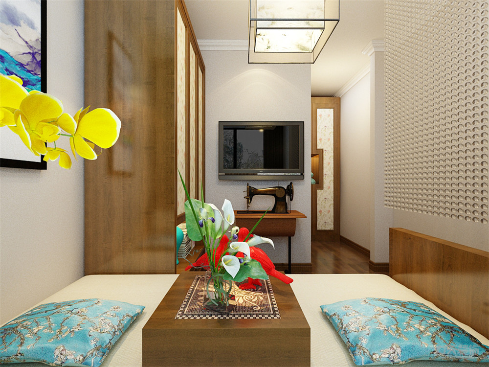 中式 三居 白领 80后 卧室图片来自阳光力天装饰在力天装饰-朝阳花园158㎡新中式的分享