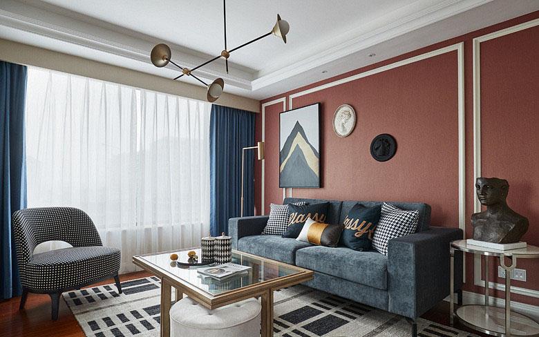 客厅图片来自家装大管家在简单优雅 100平现代美式混搭3居的分享