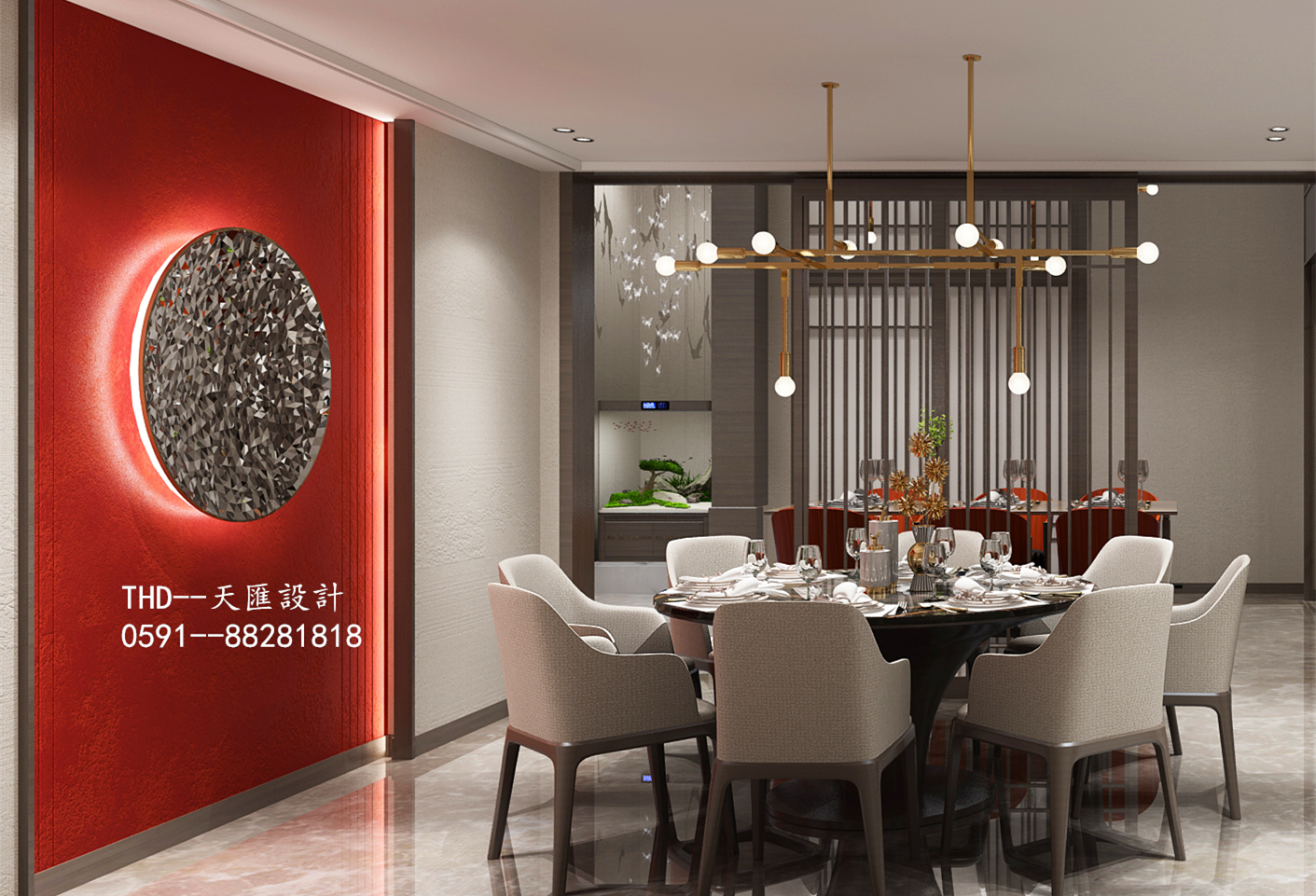 简约 80后 新中式 客厅 中国红 复式 楼梯 别墅 游小华 餐厅图片来自福建天汇设计工程有限公司在新中式风格《懿》的分享