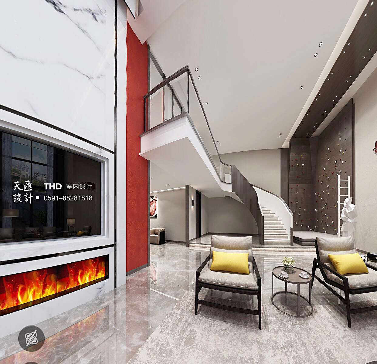 简约 80后 新中式 客厅 中国红 复式 楼梯 别墅 游小华 客厅图片来自福建天汇设计工程有限公司在新中式风格《懿》的分享