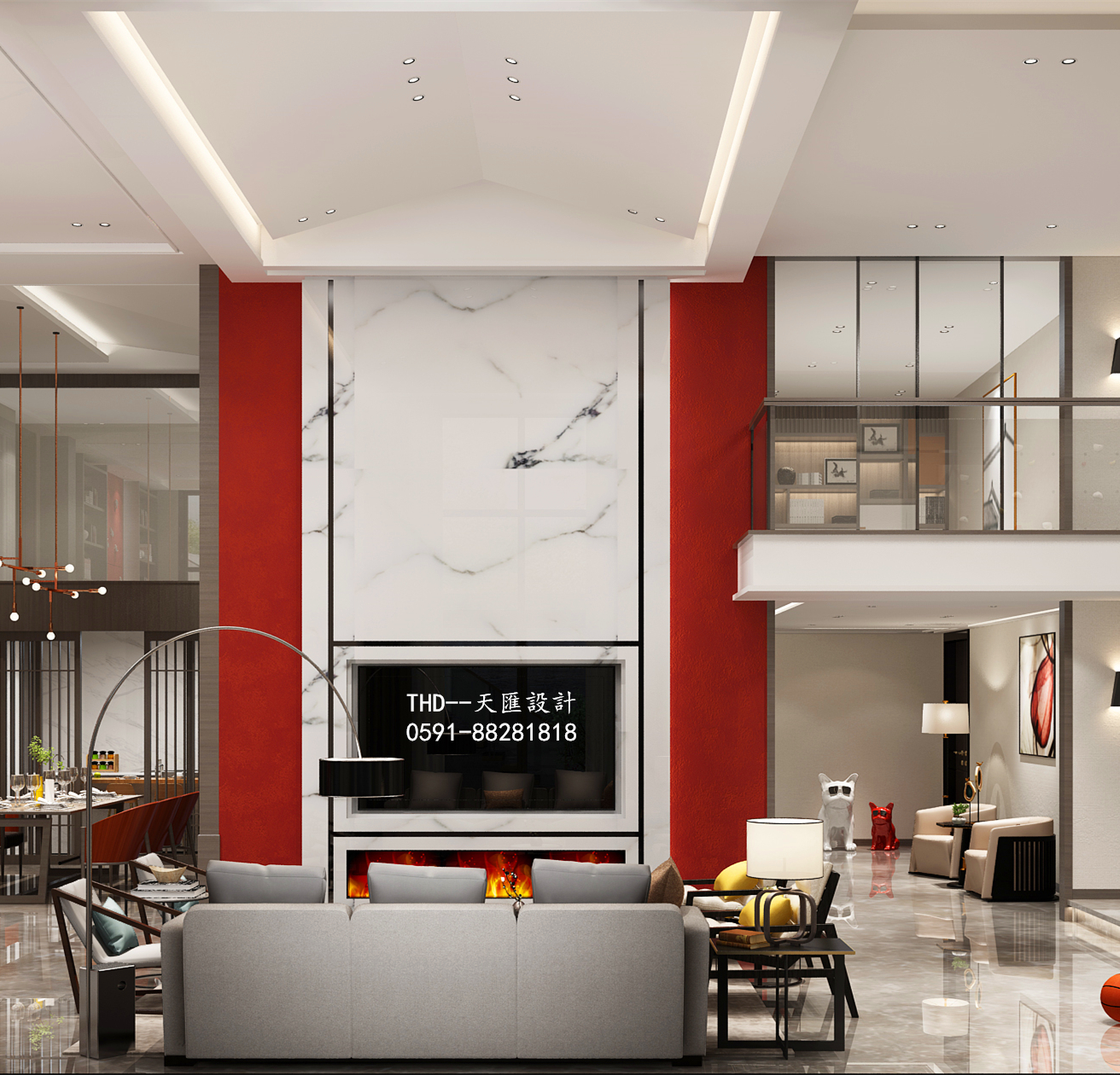 简约 80后 新中式 客厅 中国红 复式 楼梯 别墅 游小华 客厅图片来自福建天汇设计工程有限公司在新中式风格《懿》的分享
