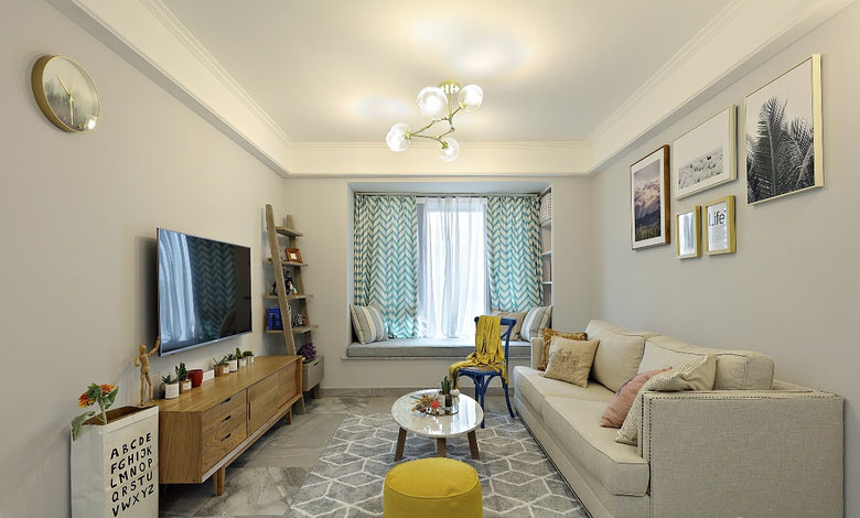 客厅图片来自家装大管家在简洁明亮 98平北欧宜家风情空间的分享