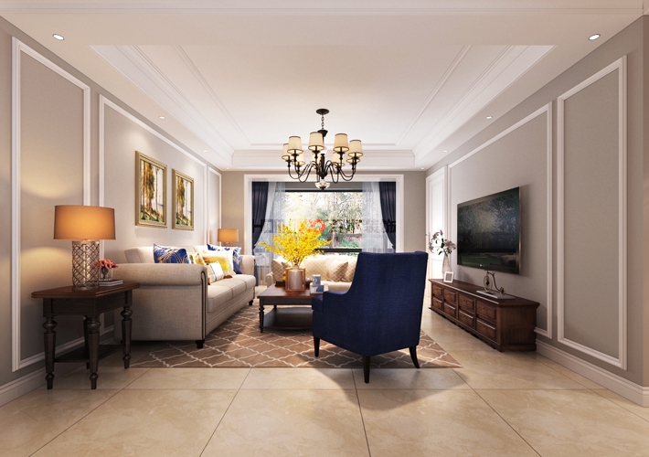 三居 格林玫瑰湾 简美风格 客厅图片来自百家设计小刘在格林玫瑰湾140平简美风格半包6万的分享
