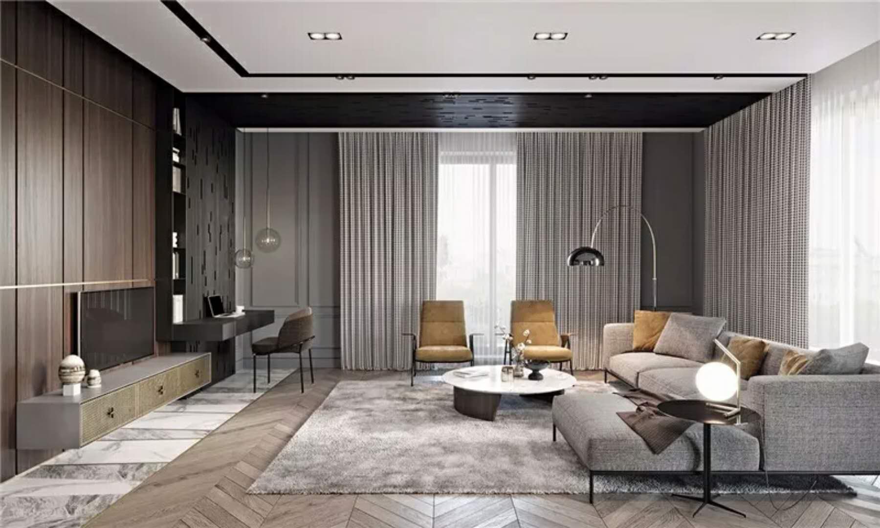 简约 小资 高级灰 客厅图片来自别墅设计师杨洋在高级灰的简洁优雅-别墅装修设计的分享