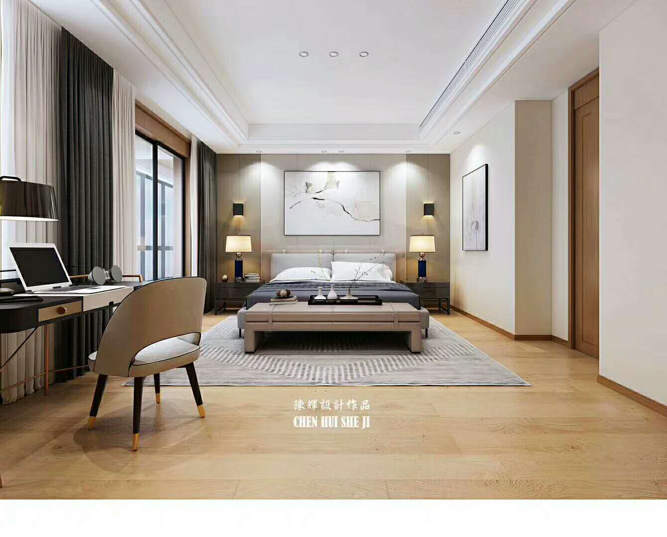 卧室图片来自日升嬛嬛在西安220平简约风格装修的分享