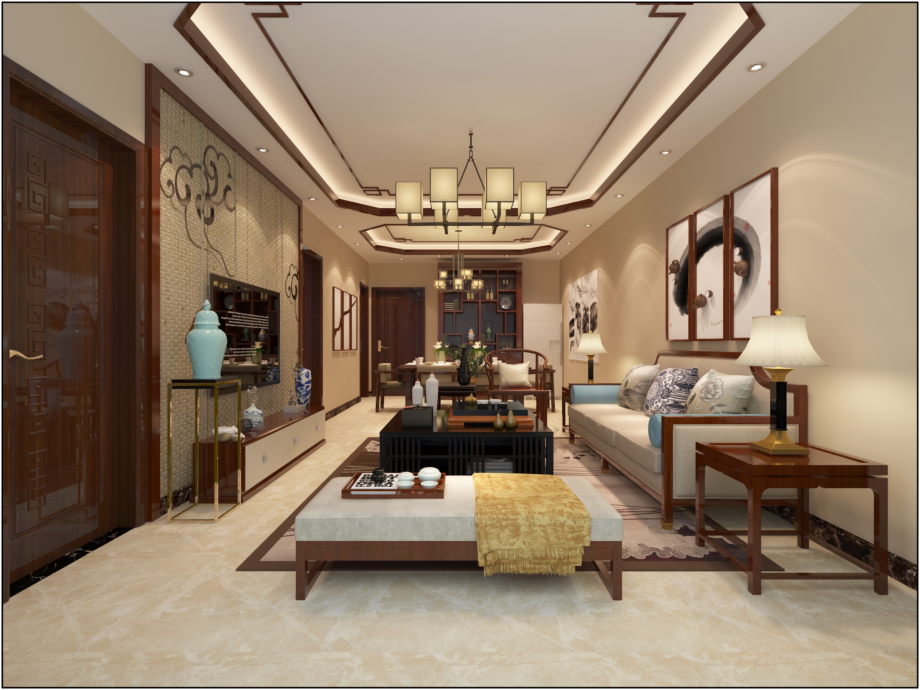 中式 四居 客厅 卧室 其他图片来自贵州华浔品味装饰在碧龙花园中式风格装修案例的分享