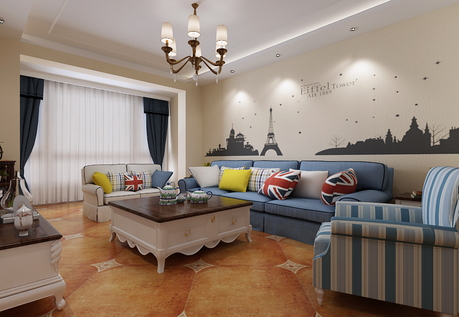 客厅图片来自沈阳百家装饰小姜在碧桂园120平地中海风格的分享