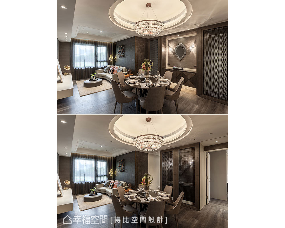 新古典 奢华 三居 餐厅图片来自幸福空间在86平｜深色低调奢华古典宅的分享