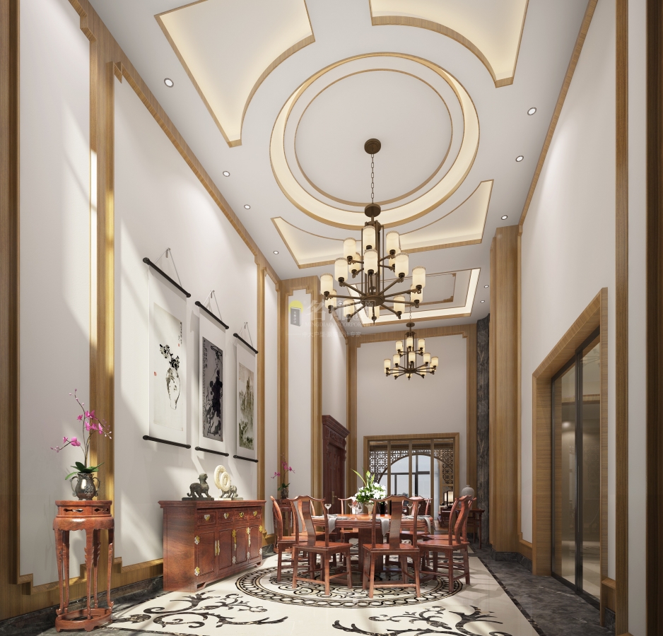 新中式 复式 餐厅图片来自名雕装饰设计在天鹅堡-新中式风格-复式的分享