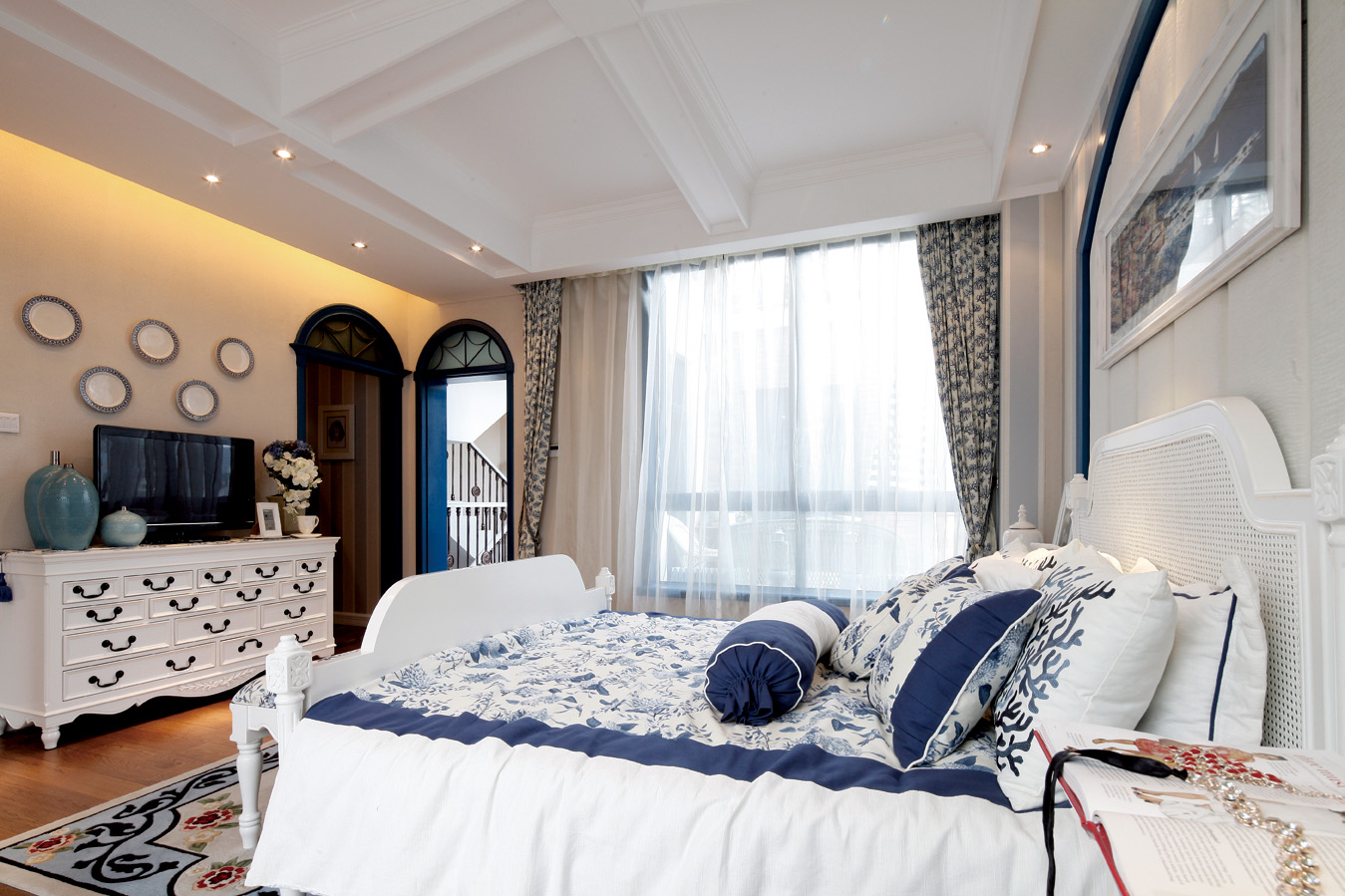 地中海 别墅 跃层 复式 大户型 80后 小资 卧室图片来自高度国际姚吉智在223平米地中海蓝充满阳光的色彩的分享