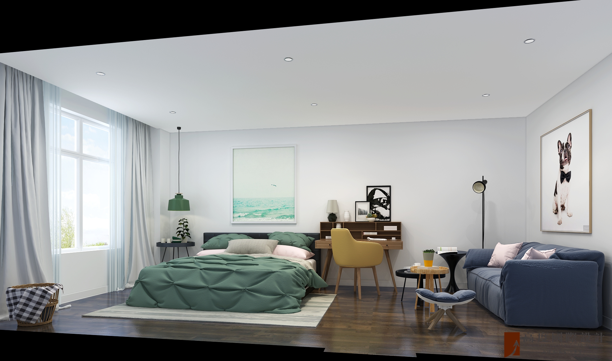 别墅 复式 跃层 大户型 80后 小资 卧室图片来自高度国际姚吉智在金科王府500平米北欧极简主义的分享