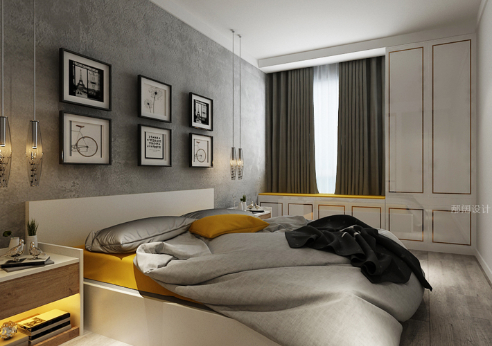 三居 奉天九里 现代风格 卧室图片来自百家设计小刘在奉天九里143平现代风格装修案例的分享