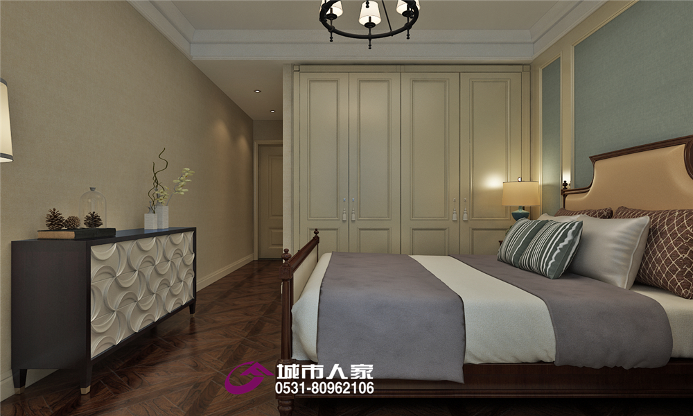 简约 欧式 卧室图片来自济南城市人家装修公司-在华润城仰山简约美式效果图的分享