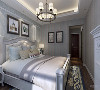 主卧室采用的是欧式的设计，整体的配色采用的是蓝色系的运用。使得整体的空间感更加大气、典雅。白色的家具搭配白色的墙面造型使得整个空间更加优雅。