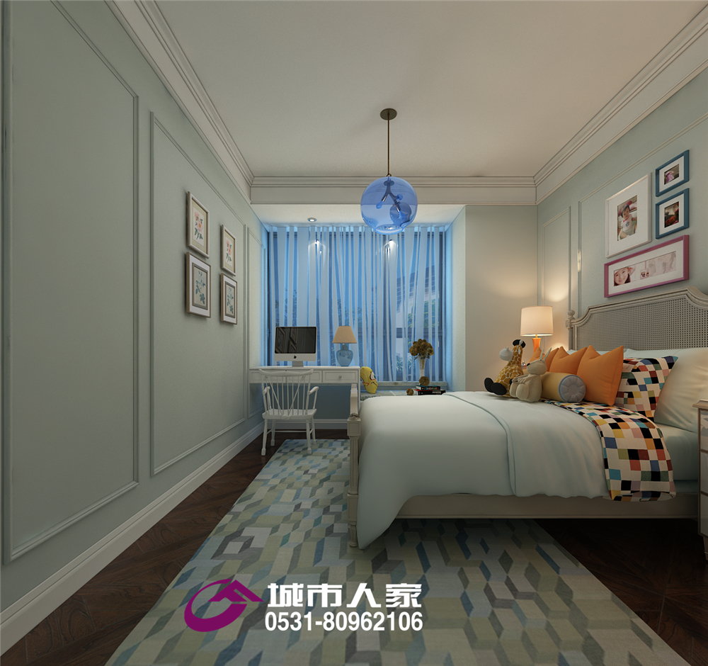 简约 欧式 卧室图片来自济南城市人家装修公司-在华润城仰山简约美式效果图的分享