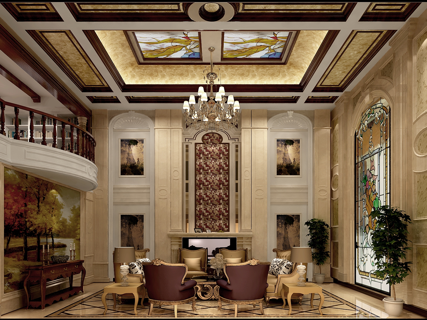 客厅图片来自北京高度国际在润泽墅郡--900平米欧式风格的分享