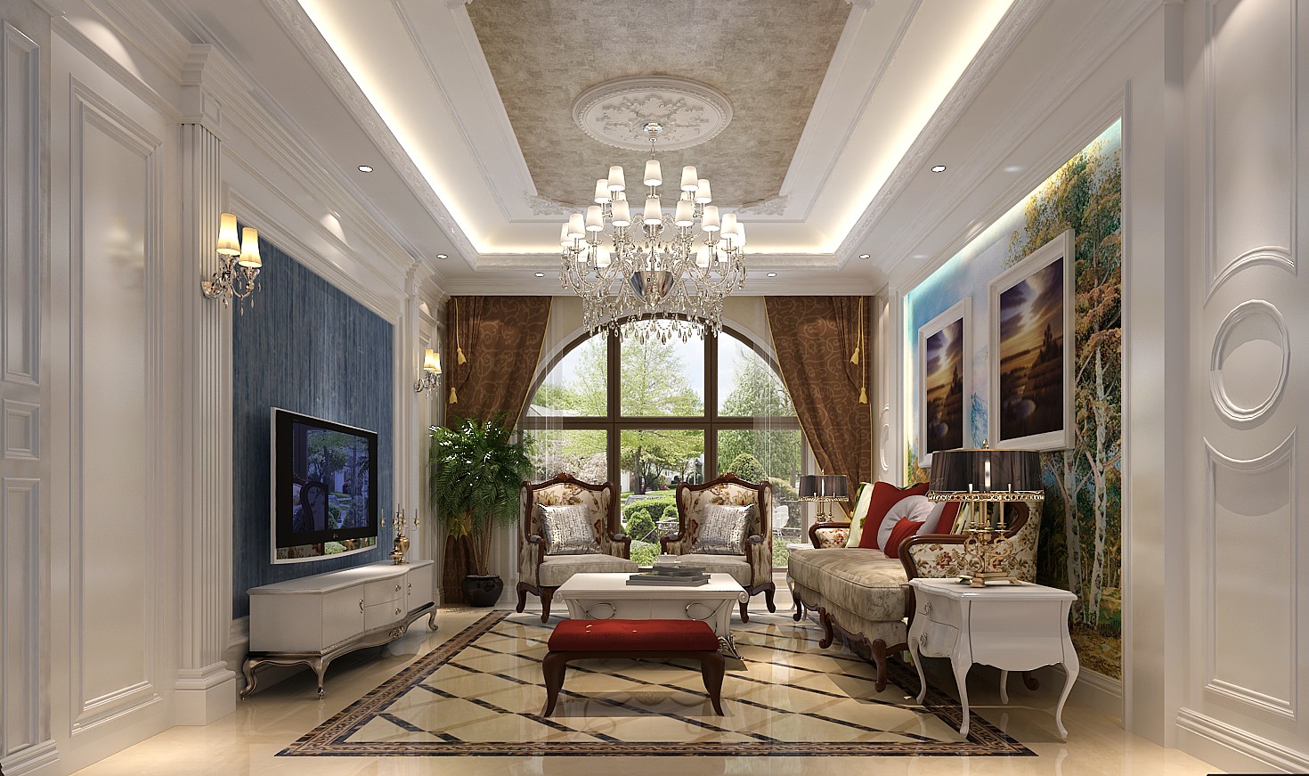 客厅图片来自北京高度国际在龙山逸墅--350平米欧式风格的分享