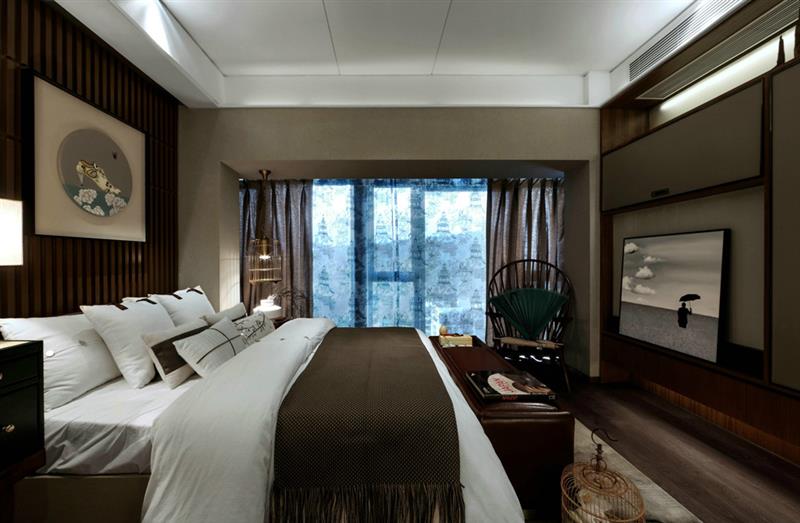 中式 新中式 3室2厅 紫御熙庭 卧室图片来自成都二十四城装饰公司在禅道茶煎-新中式风格装修案例的分享
