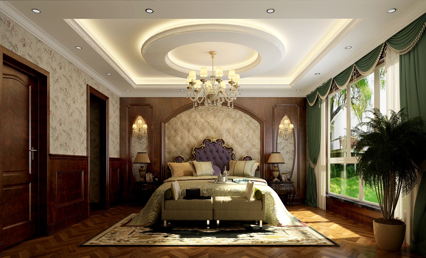 别墅装修 别墅设计 别墅 欧式风格 V7西园 卧室图片来自北京高度国际在V7西园---198平欧式轻奢与新古典的分享