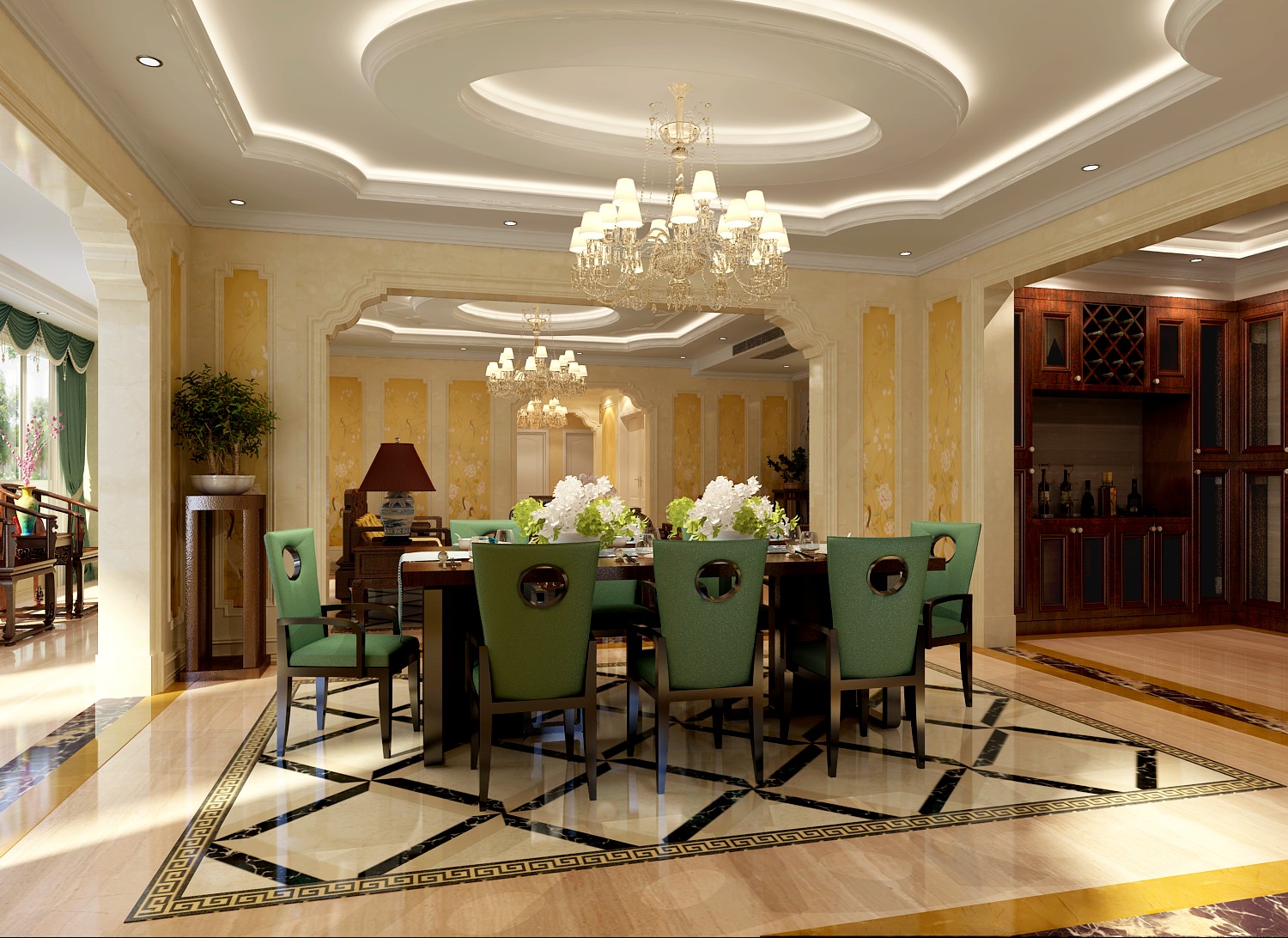 别墅装修 别墅设计 别墅 欧式风格 V7西园 餐厅图片来自北京高度国际在V7西园---198平欧式轻奢与新古典的分享