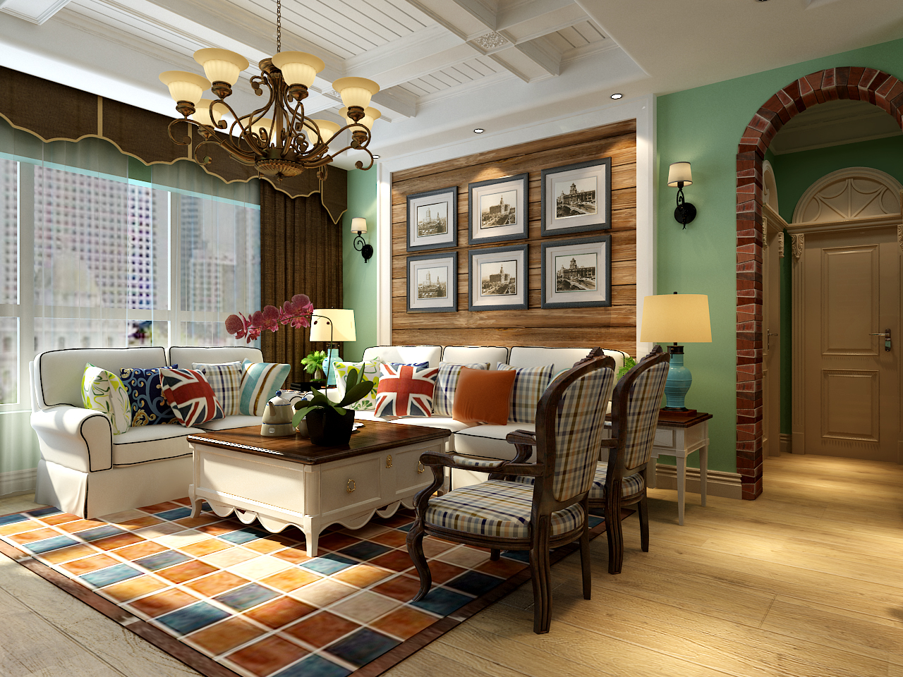 客厅图片来自沈阳百家装饰小姜在阳光尚城107平美式风格的分享