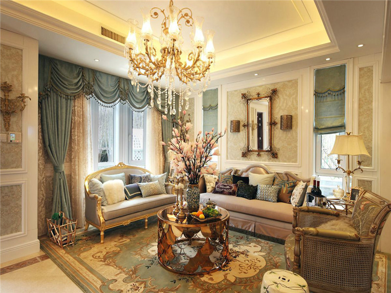 客厅图片来自北京高度国际在法式浪漫--350平米别墅装修的分享