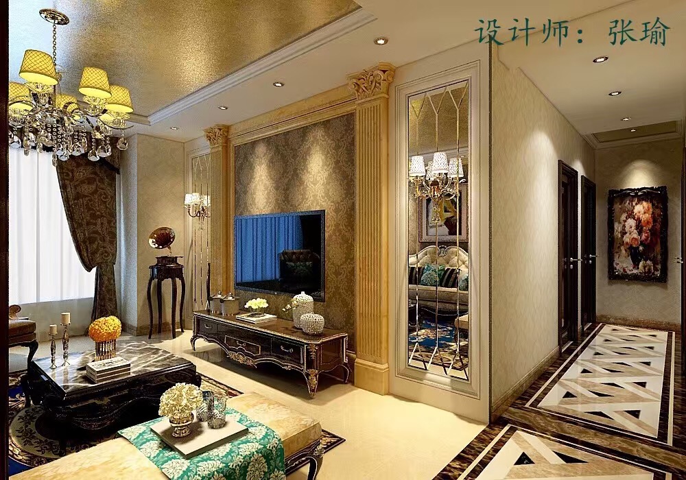 客厅图片来自沈阳百家装饰小姜在华润幸福里120平欧式风格效果图的分享