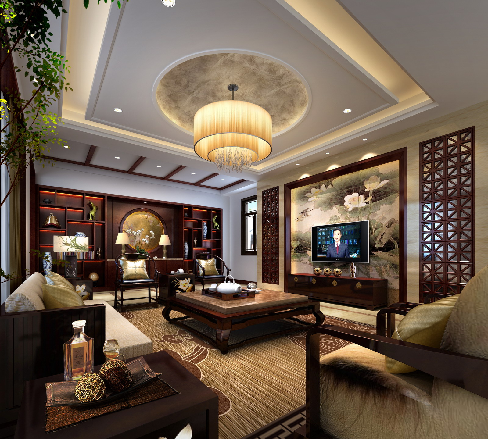 客厅图片来自北京高度国际在领袖翡翠山280平米新中式风格的分享