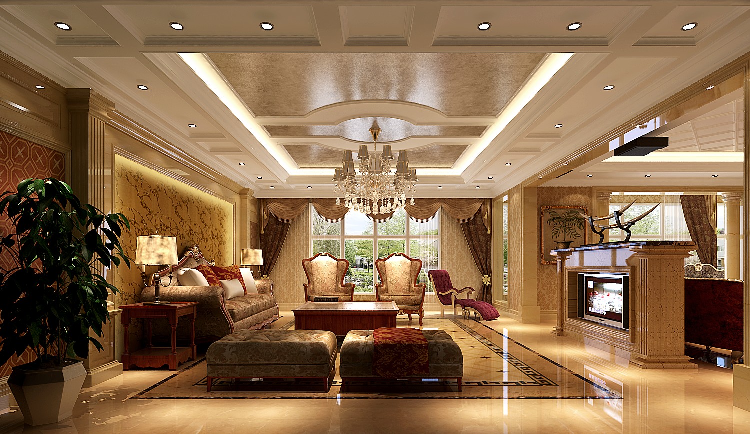 客厅图片来自北京高度国际在月亮河--奢华欧式风格的分享