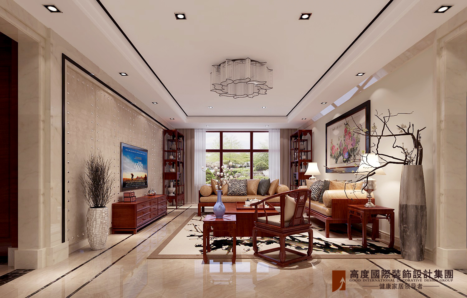 客厅图片来自北京高度国际在西山壹号院280平米新中式风格的分享