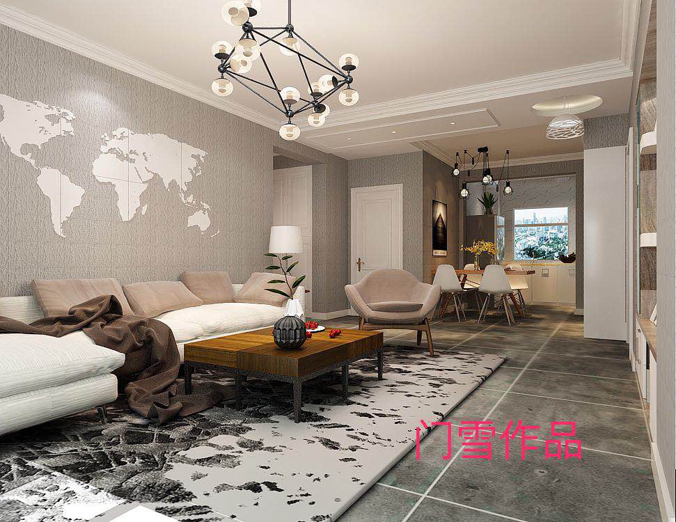 客厅图片来自沈阳百家装饰小姜在瑞家坚果100平黑白灰现代风格的分享