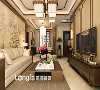 龙湾写意140平米新中式风格设计装修效果图--客厅