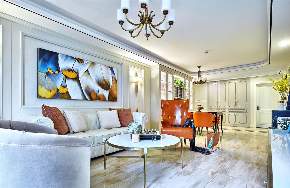 美式 三居 客厅图片来自言白设计在橙红之光的分享