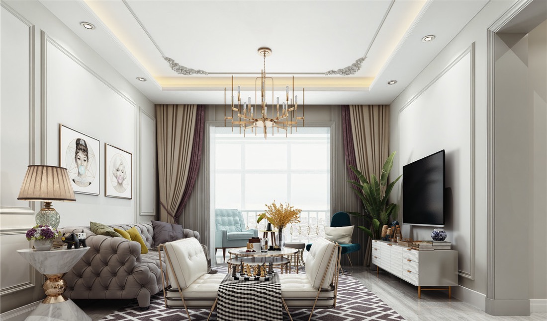 三居 美式 客厅图片来自言白设计在知更鸟蓝的分享