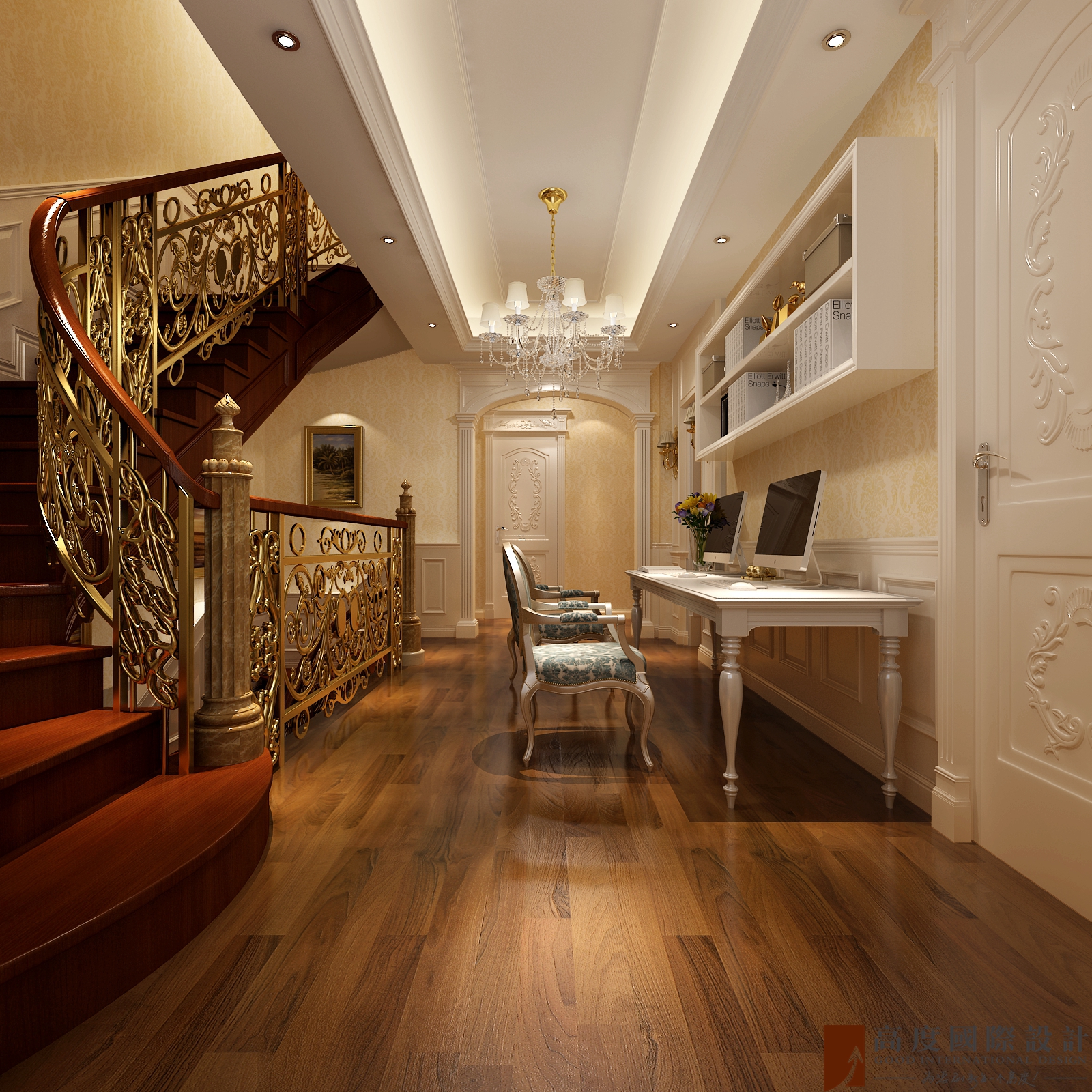 楼梯图片来自北京高度国际在金地中央世家---奢华欧式风的分享