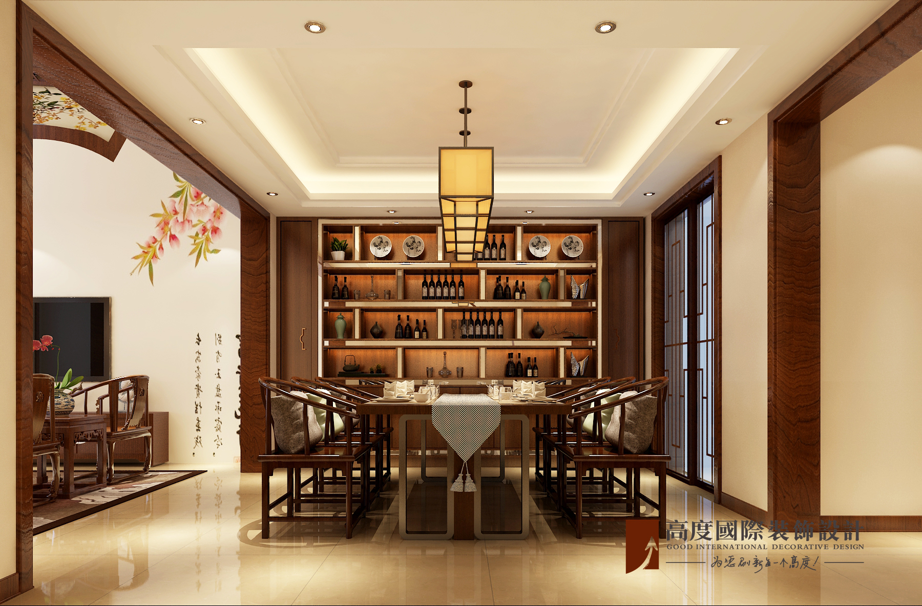 中式 别墅 跃层 复式 大户型 80后 小资 餐厅图片来自高度国际姚吉智在首创国际半岛320平米新中式别墅的分享