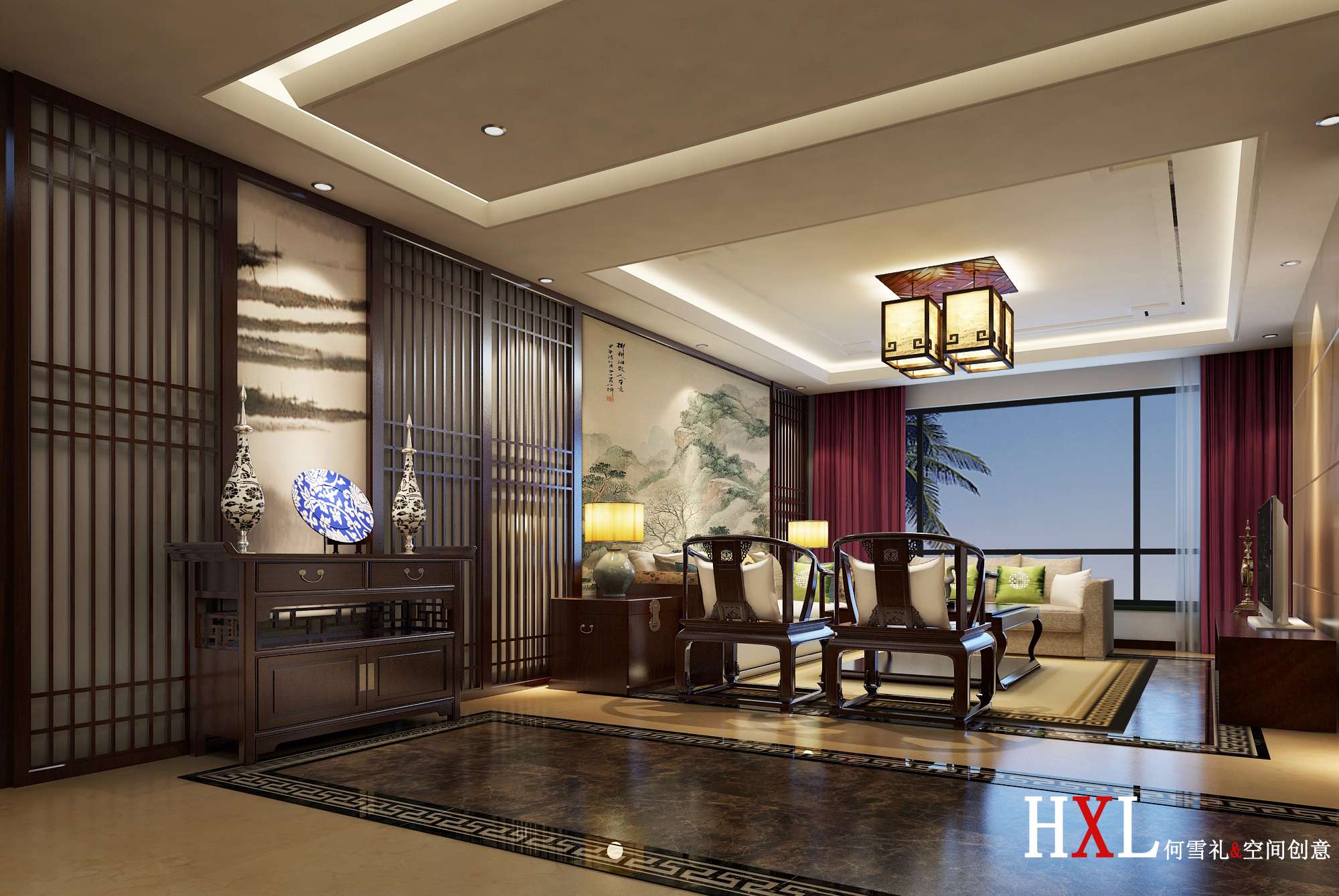 客厅图片来自北京高度国际在海逸半岛小区--新中式风格的分享