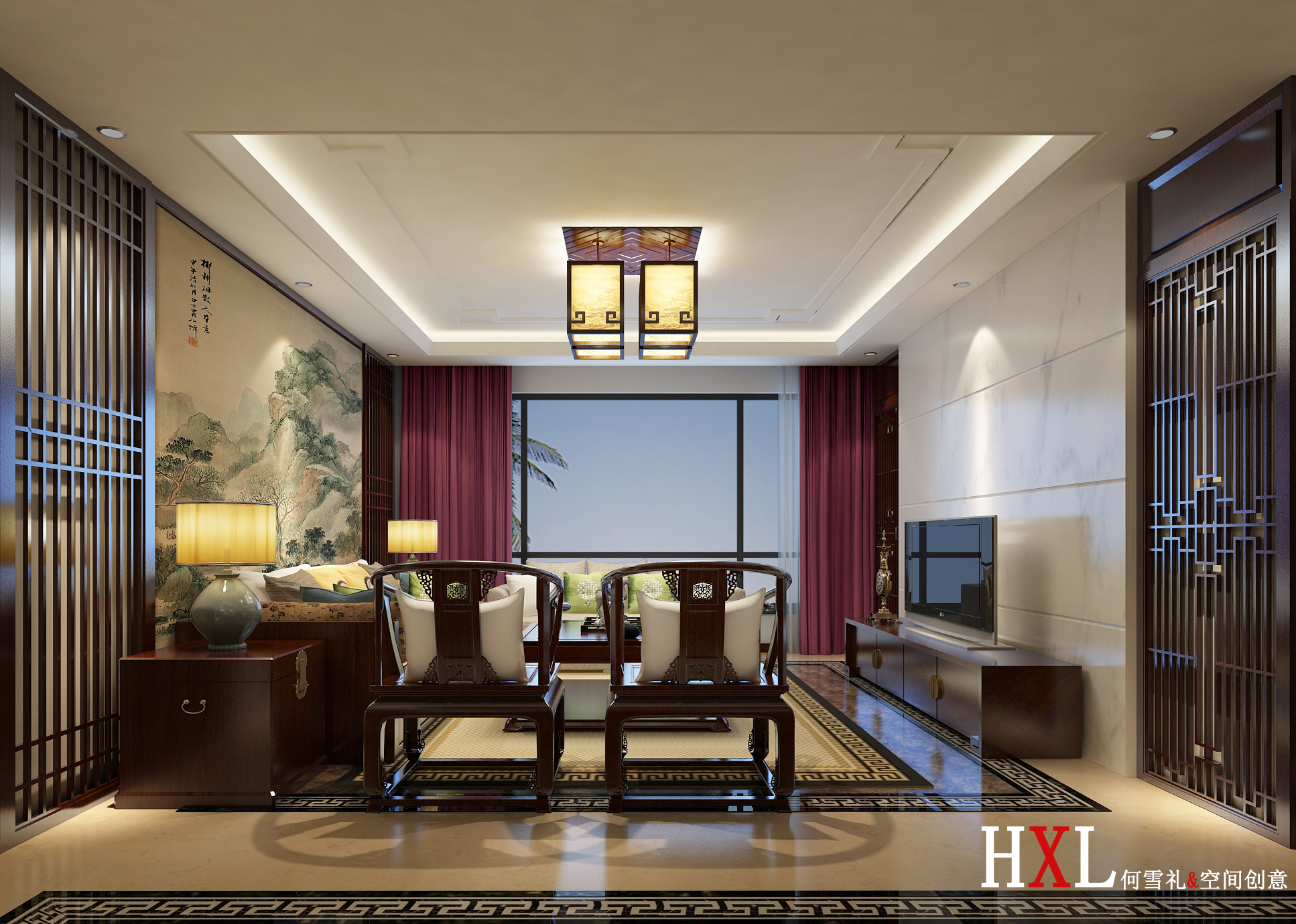 客厅图片来自北京高度国际在海逸半岛小区--新中式风格的分享