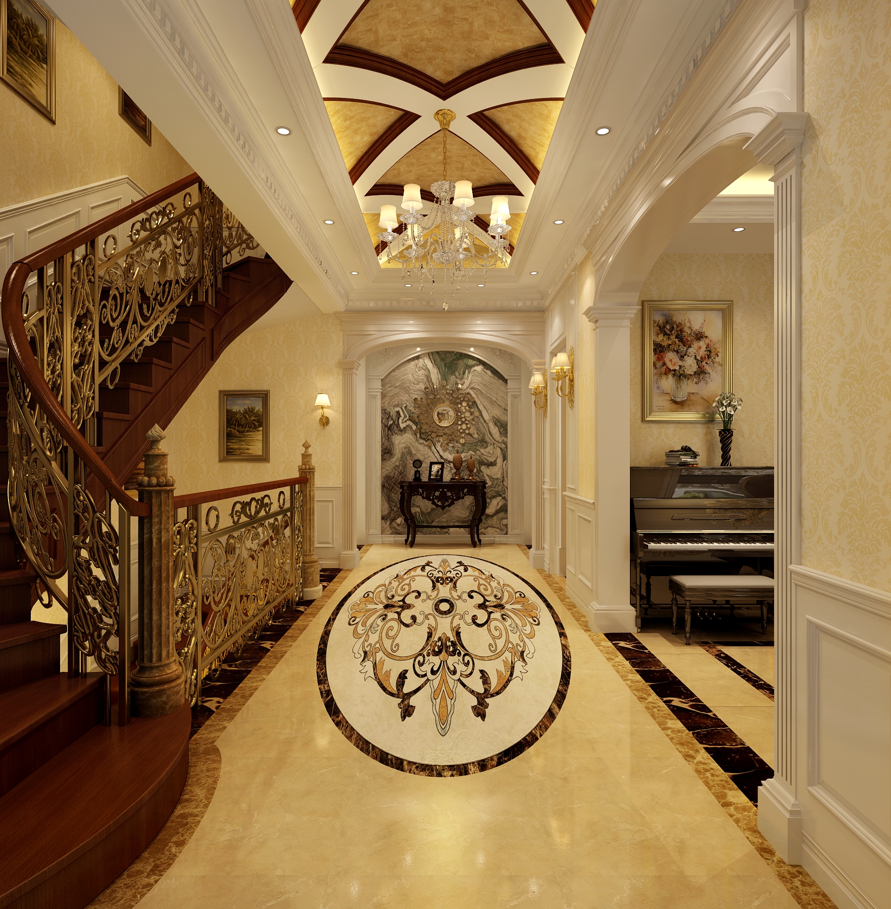 别墅 欧式 原创 室内装修 楼梯图片来自北京高度国际-陈玲在金地中央世家奢华欧式风格的分享