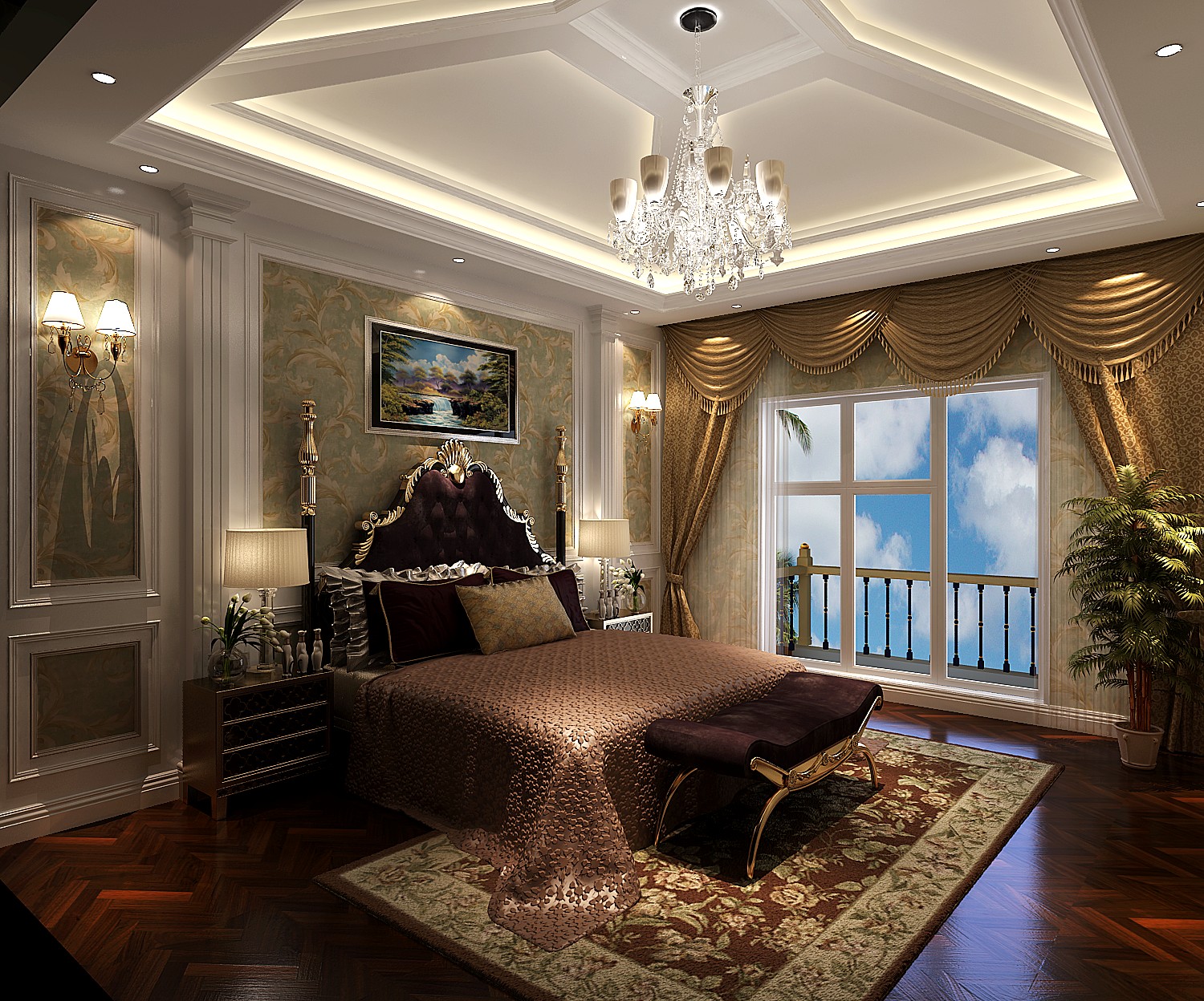 卧室图片来自北京高度国际在红杉溪谷300平米奢华欧式的分享