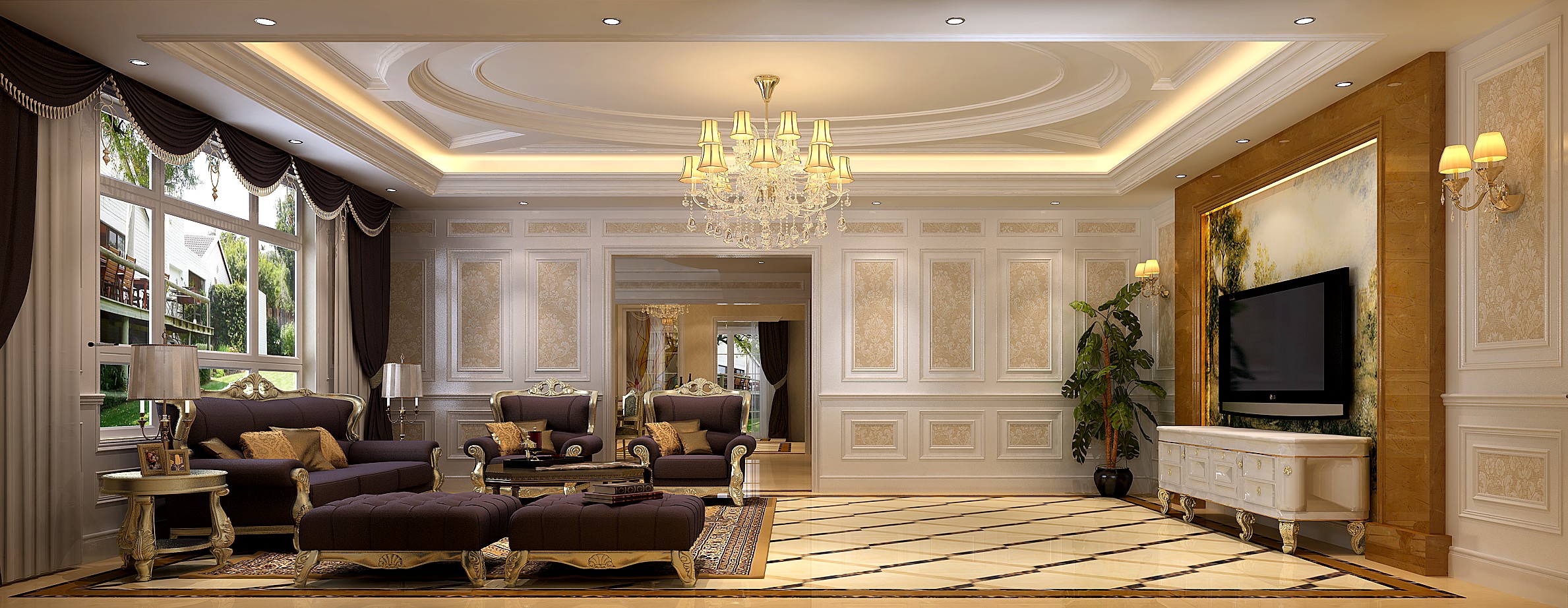 客厅图片来自北京高度国际在红杉溪谷300平米奢华欧式的分享