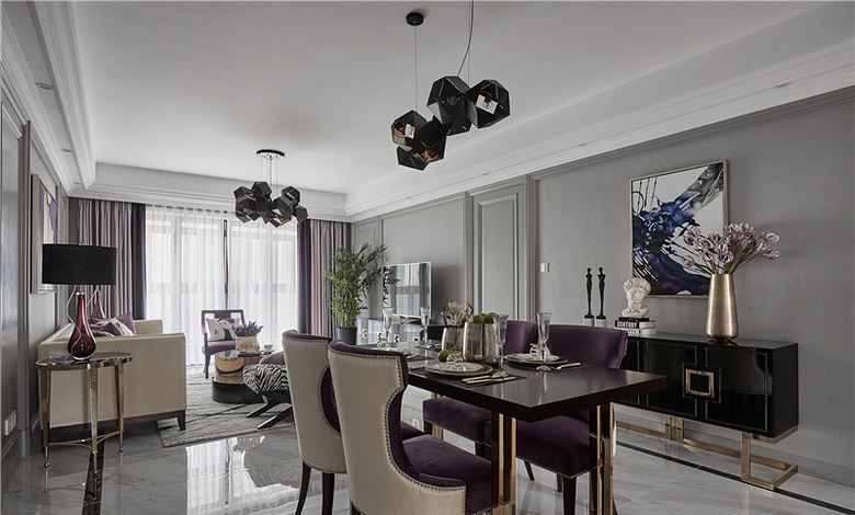 餐厅图片来自家装大管家在浅紫色基调 128平美式格调3居室的分享