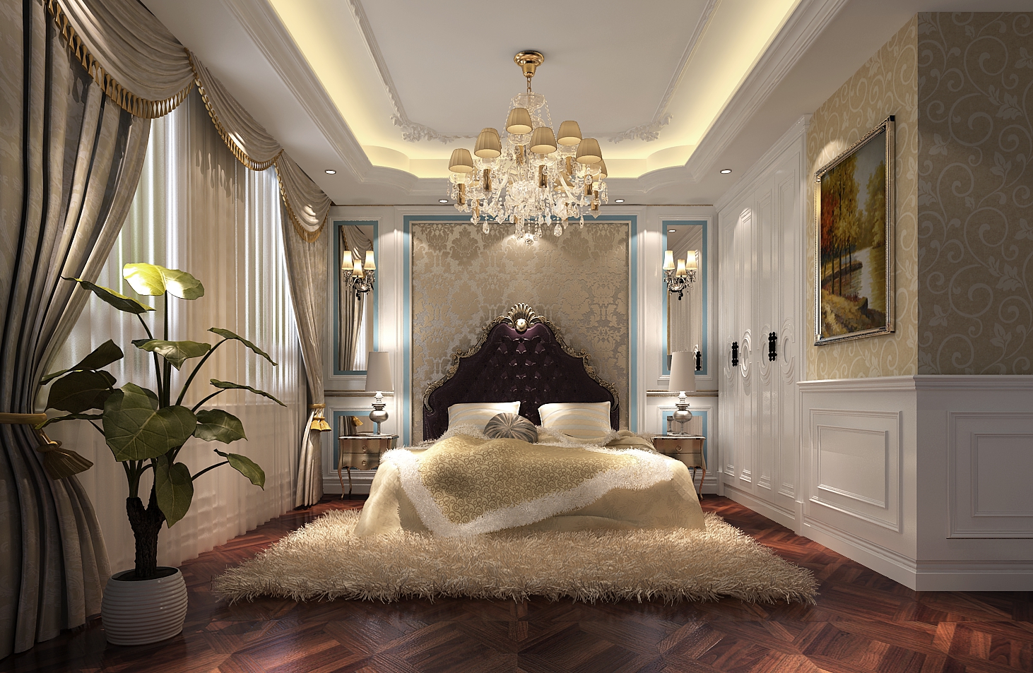 欧式 简约 别墅 卧室图片来自北京高度国际-陈玲在润泽墅郡欧式风格案例的分享