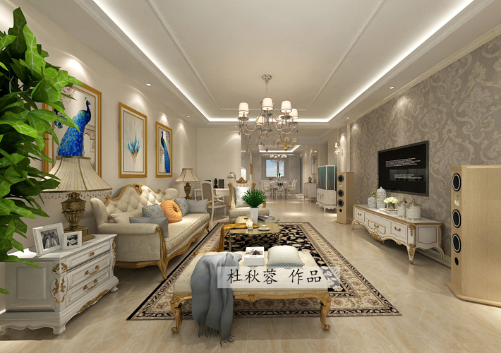 三居 法兰香颂 简欧风格 客厅图片来自百家设计小刘在法兰香颂140平简欧风格半包5.5万的分享