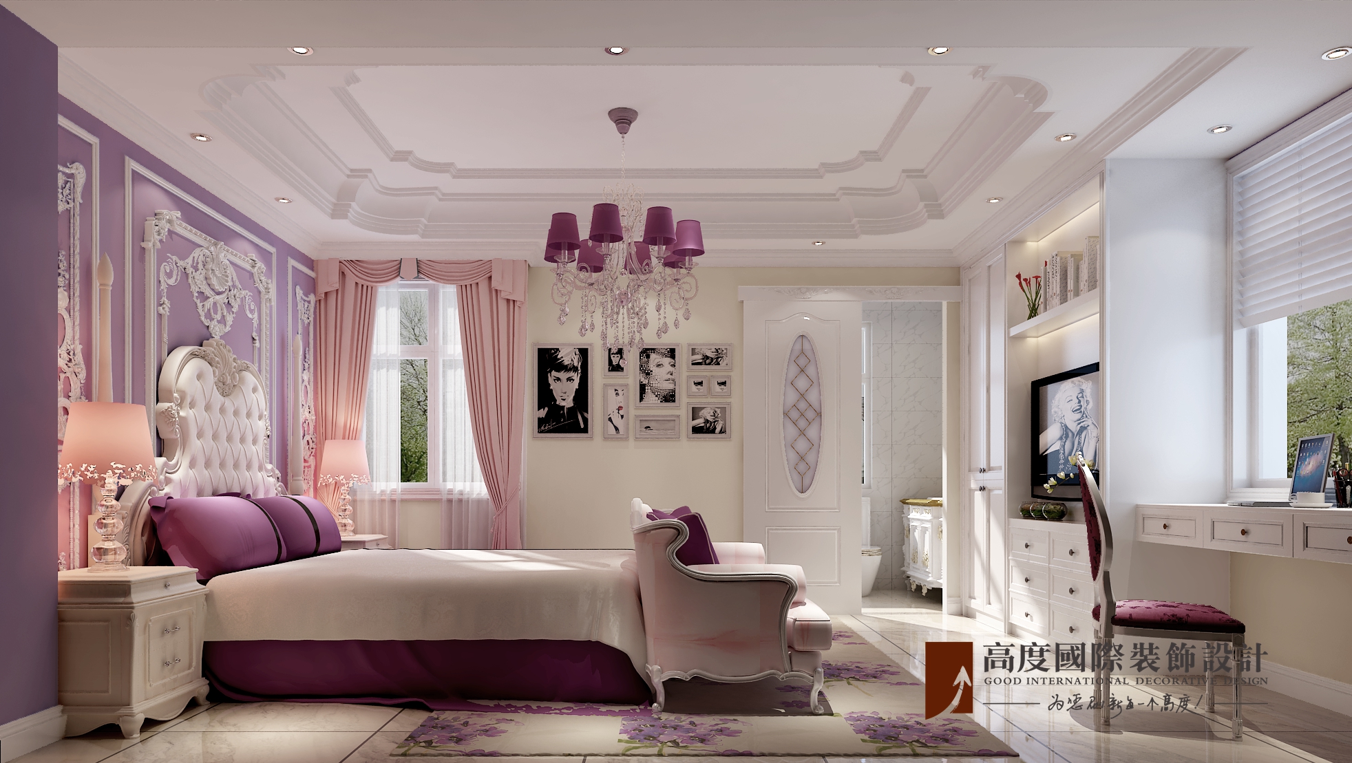 简欧 联排 卧室图片来自北京高度国际-陈玲在v7荷塘月色——简欧式风格的分享