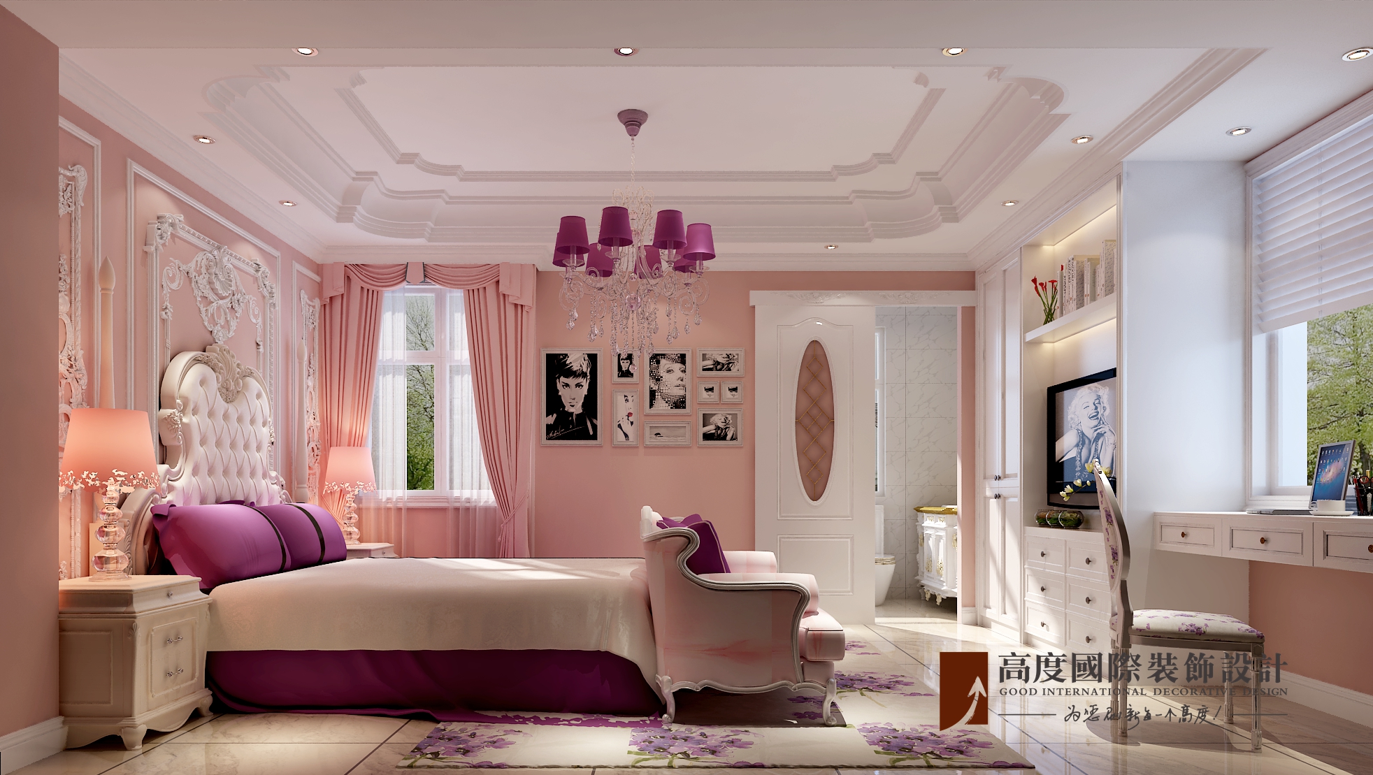 简欧 联排 卧室图片来自北京高度国际-陈玲在v7荷塘月色——简欧式风格的分享
