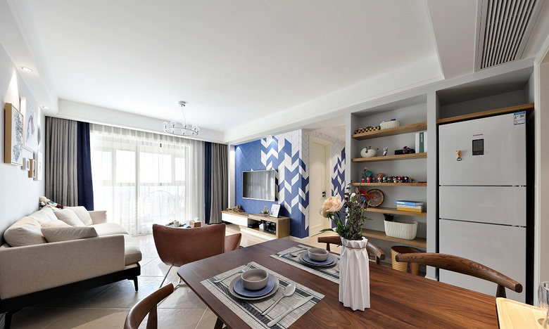 客厅图片来自家装大管家在倍感温暖 89平现代北欧时尚3居的分享
