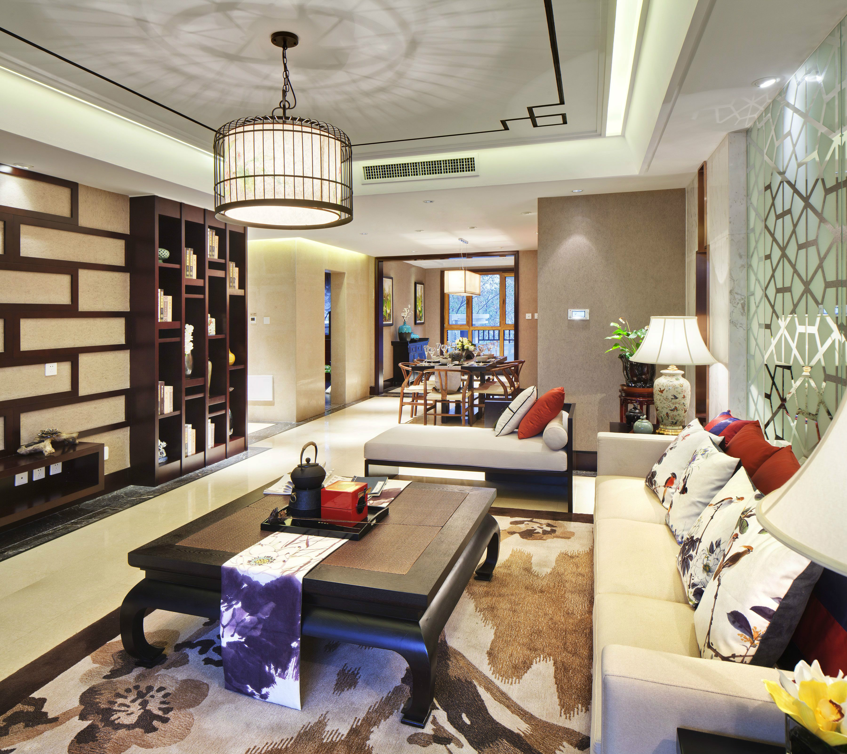 中式 三居 四居 大户型 复式 80后 白领 小资 客厅图片来自高度国际姚吉智在147平米现代中式三居最美的家的分享