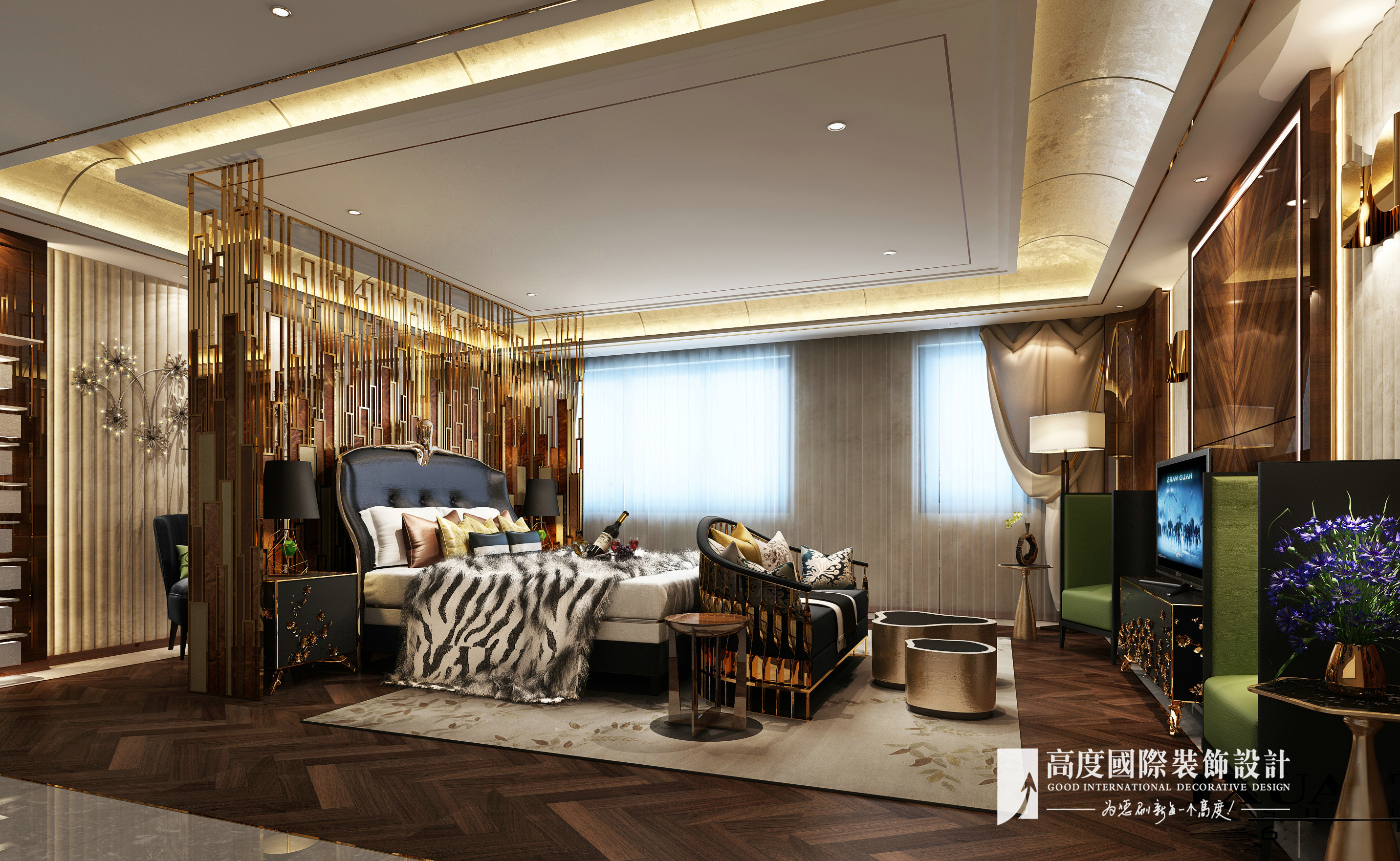 新古典 别墅 跃层 复式 大户型 小资 卧室图片来自高度国际姚吉智在阳光上东480平米古典高贵典雅的分享