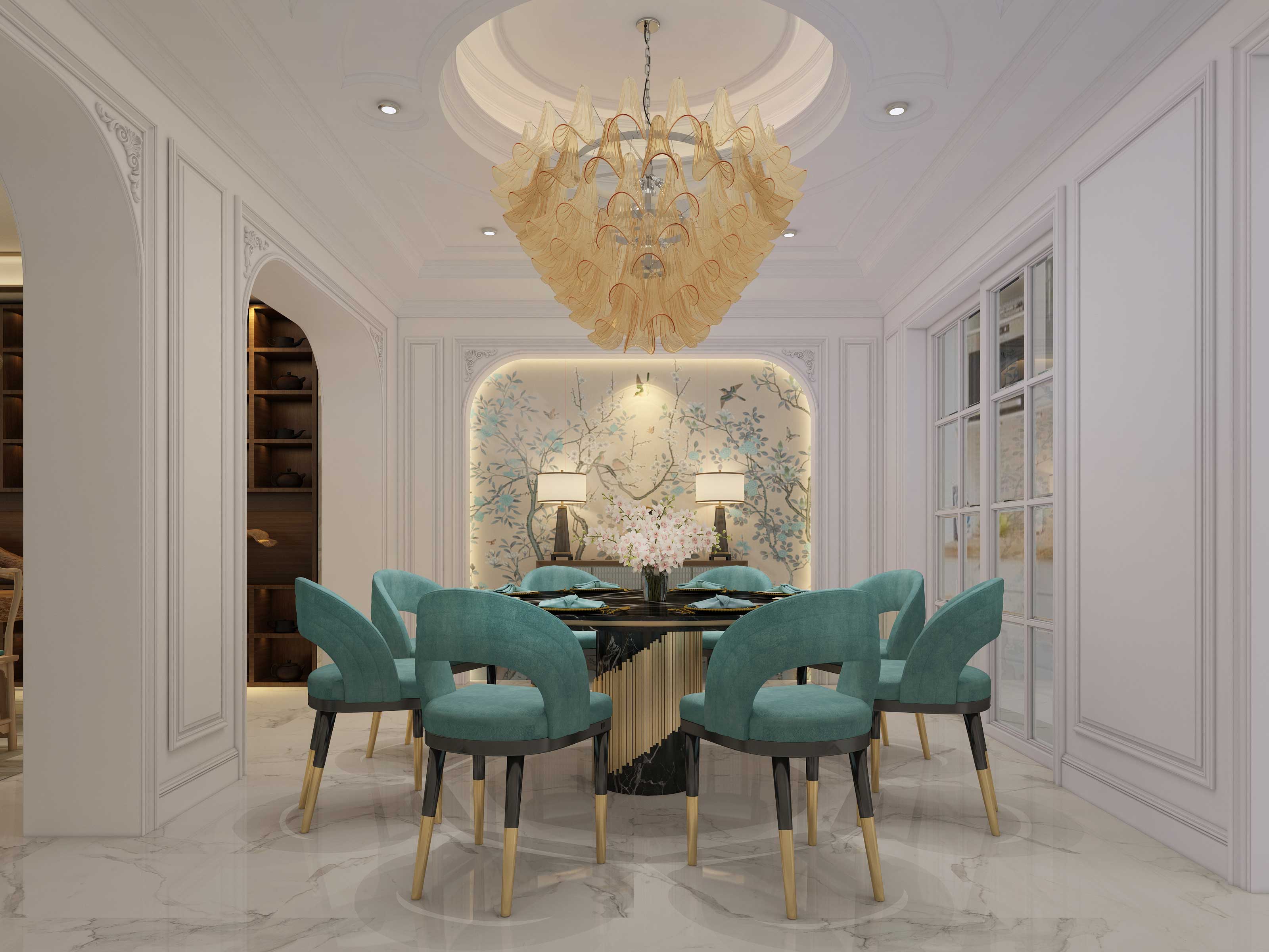法式风格 别墅 朱平波 收纳 餐厅图片来自朱平波在长滩壹号——镜花缘的分享
